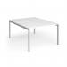 Connex Goal-Post 1200 x 1600 x 725mm Back to Back Desk (2 x 1200mm) - Silver Frame White Top GCO1216-S-WH