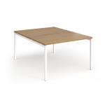 Connex Goal-Post 1200 x 1600 x 725mm Back to Back Desk (2 x 1200mm) - White Frame Oak Top GCO1216-WH-O
