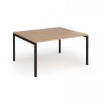 Connex Goal-Post 1400 x 1200 x 725mm Back to Back Desk (2 x 1400mm) - Black Frame Beech Top GCO1412-K-B