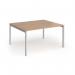 Connex Goal-Post 1400 x 1200 x 725mm Back to Back Desk (2 x 1400mm) - Silver Frame Beech Top GCO1412-S-B