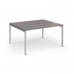 Connex Goal-Post 1400 x 1200 x 725mm Back to Back Desk (2 x 1400mm) - Silver Frame Grey Oak Top GCO1412-S-GO