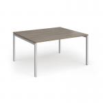 Connex Goal-Post 1400 x 1200 x 725mm Back to Back Desk (2 x 1400mm) - Silver Frame Nebraska Oak Top GCO1412-S-NO