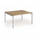 Connex Goal-Post 1400 x 1200 x 725mm Back to Back Desk (2 x 1400mm) - Silver Frame Oak Top GCO1412-S-O