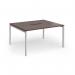 Connex Goal-Post 1400 x 1200 x 725mm Back to Back Desk (2 x 1400mm) - Silver Frame Walnut Top GCO1412-S-W