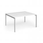 Connex Goal-Post 1400 x 1200 x 725mm Back to Back Desk (2 x 1400mm) - Silver Frame White Top GCO1412-S-WH
