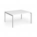 Connex Goal-Post 1400 x 1200 x 725mm Back to Back Desk (2 x 1400mm) - Silver Frame White Top GCO1412-S-WH