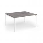 Connex Goal-Post 1400 x 1200 x 725mm Back to Back Desk (2 x 1400mm) - White Frame Grey Oak Top GCO1412-WH-GO