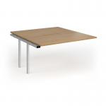 Connex Goal-Post 1400 x 1600 x 725mm Back to Back Add On Bay - Silver Frame Oak Top GCO1416-AB-S-O