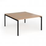 Connex Goal-Post 1400 x 1600 x 725mm Back to Back Desk (2 x 1400mm) - Black Frame Beech Top GCO1416-K-B