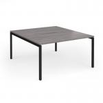 Connex Goal-Post 1400 x 1600 x 725mm Back to Back Desk (2 x 1400mm) - Black Frame Grey Oak Top GCO1416-K-GO