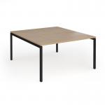 Connex Goal-Post 1400 x 1600 x 725mm Back to Back Desk (2 x 1400mm) - Black Frame Kendal Oak Top GCO1416-K-KO
