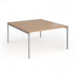 Connex Goal-Post 1400 x 1600 x 725mm Back to Back Desk (2 x 1400mm) - Silver Frame Beech Top GCO1416-S-B