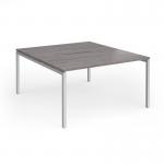Connex Goal-Post 1400 x 1600 x 725mm Back to Back Desk (2 x 1400mm) - Silver Frame Grey Oak Top GCO1416-S-GO