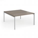 Connex Goal-Post 1400 x 1600 x 725mm Back to Back Desk (2 x 1400mm) - Silver Frame Nebraska Oak Top GCO1416-S-NO