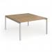 Connex Goal-Post 1400 x 1600 x 725mm Back to Back Desk (2 x 1400mm) - Silver Frame Oak Top GCO1416-S-O