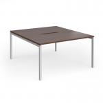 Connex Goal-Post 1400 x 1600 x 725mm Back to Back Desk (2 x 1400mm) - Silver Frame Walnut Top GCO1416-S-W