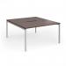 Connex Goal-Post 1400 x 1600 x 725mm Back to Back Desk (2 x 1400mm) - Silver Frame Walnut Top GCO1416-S-W