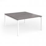 Connex Goal-Post 1400 x 1600 x 725mm Back to Back Desk (2 x 1400mm) - White Frame Grey Oak Top GCO1416-WH-GO