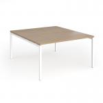 Connex Goal-Post 1400 x 1600 x 725mm Back to Back Desk (2 x 1400mm) - White Frame Kendal Oak Top GCO1416-WH-KO