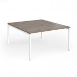 Connex Goal-Post 1400 x 1600 x 725mm Back to Back Desk (2 x 1400mm) - White Frame Nebraska Oak Top GCO1416-WH-NO