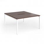 Connex Goal-Post 1400 x 1600 x 725mm Back to Back Desk (2 x 1400mm) - White Frame Walnut Top GCO1416-WH-W