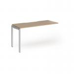 Connex Goal-Post 1400 x 600 x 725mm Single Add On Bay - Silver Frame Kendal Oak Top GCO146-AB-S-KO
