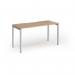 Connex Goal-Post 1400 x 600 x 725mm Single Desk - Silver Frame Beech Top GCO146-S-B