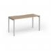 Connex Goal-Post 1400 x 600 x 725mm Single Desk - Silver Frame Kendal Oak Top GCO146-S-KO