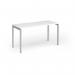 Connex Goal-Post 1400 x 600 x 725mm Single Desk - Silver Frame White Top GCO146-S-WH