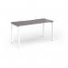Connex Goal-Post 1400 x 600 x 725mm Single Desk - White Frame Grey Oak Top GCO146-WH-GO