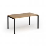 Connex Goal-Post 1400 x 800 x 725mm Single Desk - Black Frame Oak Top GCO148-K-O
