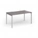 Connex Goal-Post 1400 x 800 x 725mm Single Desk - Silver Frame Grey Oak Top GCO148-S-GO