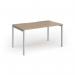 Connex Goal-Post 1400 x 800 x 725mm Single Desk - Silver Frame Kendal Oak Top GCO148-S-KO