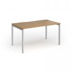Connex Goal-Post 1400 x 800 x 725mm Single Desk - Silver Frame Oak Top GCO148-S-O