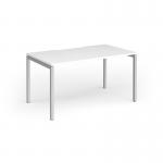 Connex Goal-Post 1400 x 800 x 725mm Single Desk - Silver Frame White Top GCO148-S-WH