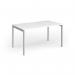 Connex Goal-Post 1400 x 800 x 725mm Single Desk - Silver Frame White Top GCO148-S-WH