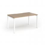 Connex Goal-Post 1400 x 800 x 725mm Single Desk - White Frame Kendal Oak Top GCO148-WH-KO