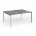 Connex Goal-Post 1600 x 1200 x 725mm Back to Back Desk (2 x 1600mm) - Silver Frame Grey Oak Top GCO1612-S-GO