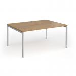 Connex Goal-Post 1600 x 1200 x 725mm Back to Back Desk (2 x 1600mm) - Silver Frame Oak Top GCO1612-S-O