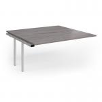 Connex Goal-Post 1600 x 1600 x 725mm Back to Back Add On Bay - Silver Frame Grey Oak Top GCO1616-AB-S-GO