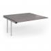 Connex Goal-Post 1600 x 1600 x 725mm Back to Back Add On Bay - Silver Frame Grey Oak Top GCO1616-AB-S-GO