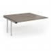 Connex Goal-Post 1600 x 1600 x 725mm Back to Back Add On Bay - Silver Frame Nebraska Oak Top GCO1616-AB-S-NO