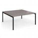 Connex Goal-Post 1600 x 1600 x 725mm Back to Back Desk (2 x 1600mm) - Black Frame Grey Oak Top GCO1616-K-GO