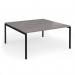 Connex Goal-Post 1600 x 1600 x 725mm Back to Back Desk (2 x 1600mm) - Black Frame Grey Oak Top GCO1616-K-GO