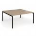 Connex Goal-Post 1600 x 1600 x 725mm Back to Back Desk (2 x 1600mm) - Black Frame Kendal Oak Top GCO1616-K-KO