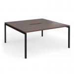 Connex Goal-Post 1600 x 1600 x 725mm Back to Back Desk (2 x 1600mm) - Black Frame Walnut Top GCO1616-K-W