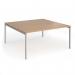 Connex Goal-Post 1600 x 1600 x 725mm Back to Back Desk (2 x 1600mm) - Silver Frame Beech Top GCO1616-S-B