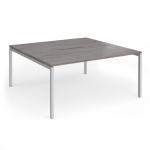 Connex Goal-Post 1600 x 1600 x 725mm Back to Back Desk (2 x 1600mm) - Silver Frame Grey Oak Top GCO1616-S-GO
