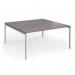 Connex Goal-Post 1600 x 1600 x 725mm Back to Back Desk (2 x 1600mm) - Silver Frame Grey Oak Top GCO1616-S-GO