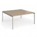 Connex Goal-Post 1600 x 1600 x 725mm Back to Back Desk (2 x 1600mm) - Silver Frame Kendal Oak Top GCO1616-S-KO